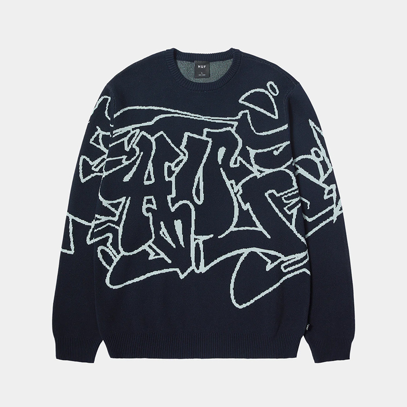 HUF(ハフ)/ OUTLINES CREWNECK SWEATER -NAVY-