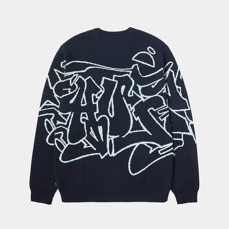 HUF(ハフ)/ OUTLINES CREWNECK SWEATER -NAVY-