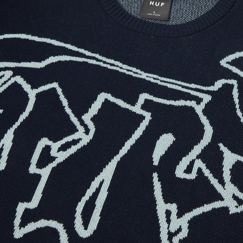 HUF(ハフ)/ OUTLINES CREWNECK SWEATER -NAVY-