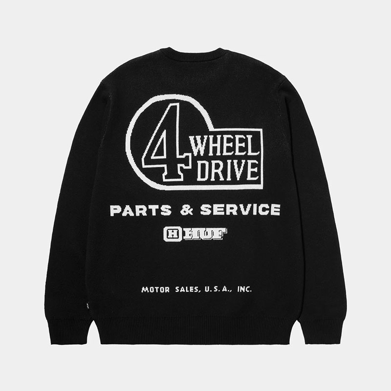 HUF(ハフ)/ HUF X LAND CRUISER PARTS & SERVICE SWEATER -BLACK-
