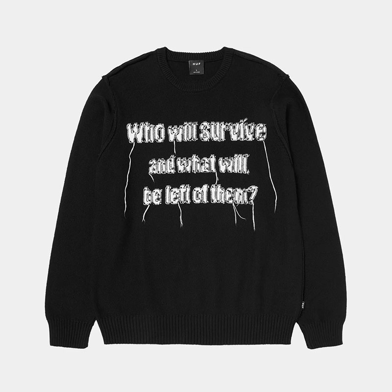 HUF(ハフ)/ SURVIVE CABLE KNIT SWEATER -BLACK-