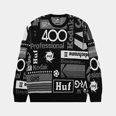 HUF(ハフ)/ DARK ROOM JACQUARD KNIT SWEATER -BLACK-