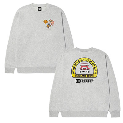 HUF(ハフ)/ HUF X LAND CRUISER OVERLAND TOURING CREWNECK -ASH-