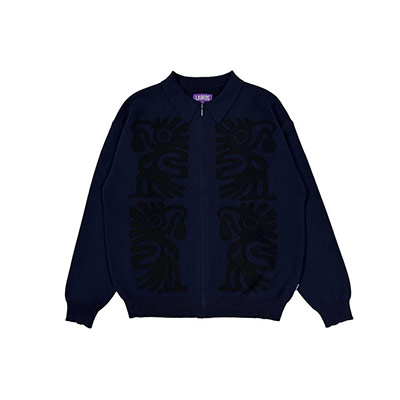 LABROS(ラブロス)/ TRIBAL ZIP UP SWEATER -NAVY-