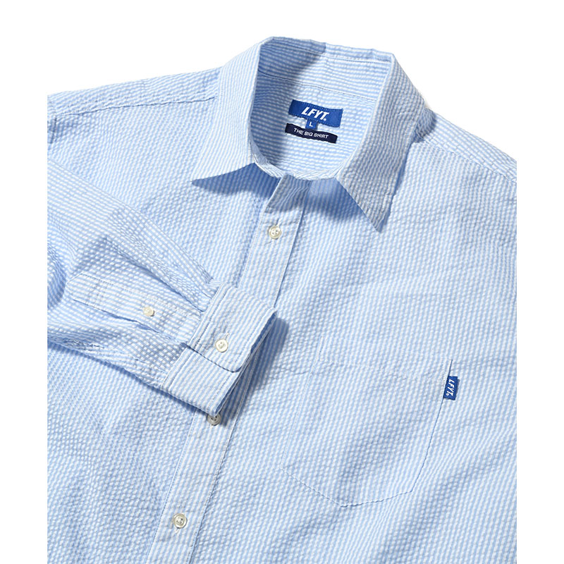 LFYT(エルエフワイティー)/ SEERSUCKER STRIPE BIG SHIRT -BLUE