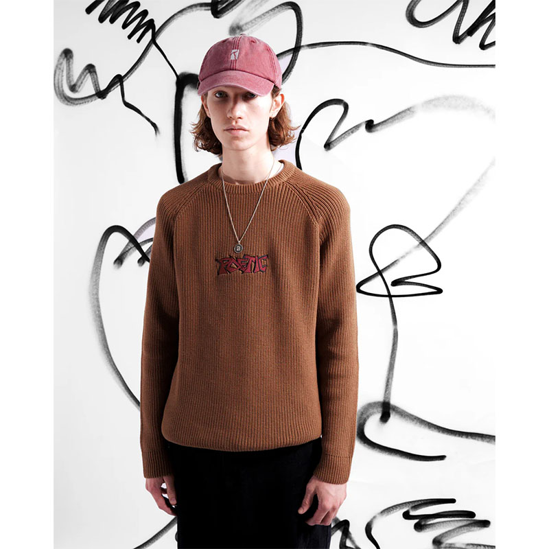 Poetic Collective(ポエティックコレクティブ)/ Graff Knitted Crewneck -BROWN-