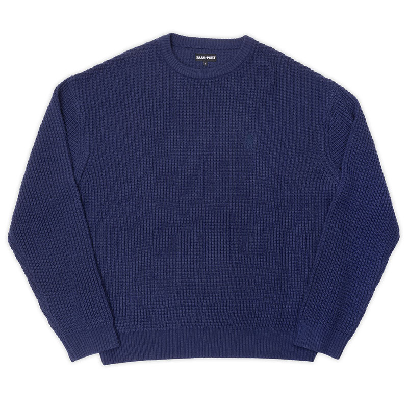 PASS PORT(パスポート)/ ORGANIC WAFFLE KNIT SWEATER -2.COLOR-(NAVY)