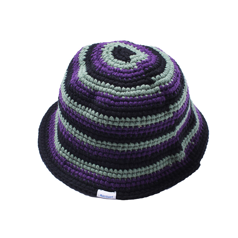 RASSVET(ラスベート)/ STRIPED KNITTED BUCKET HAT -PURPLE-