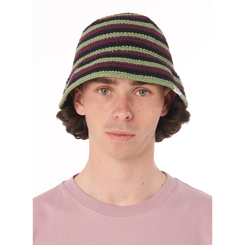 RASSVET(ラスベート)/ STRIPED KNITTED BUCKET HAT -PURPLE-