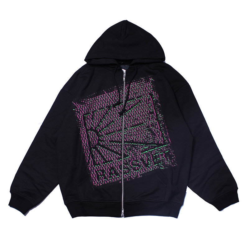 RASSVET(ラスベート)/ MESH CAMO PRINT ZIP HOODIE -BLACK-