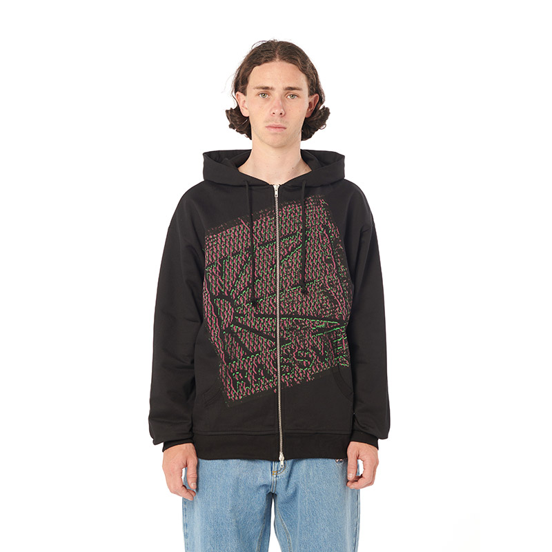 RASSVET(ラスベート)/ MESH CAMO PRINT ZIP HOODIE -BLACK-