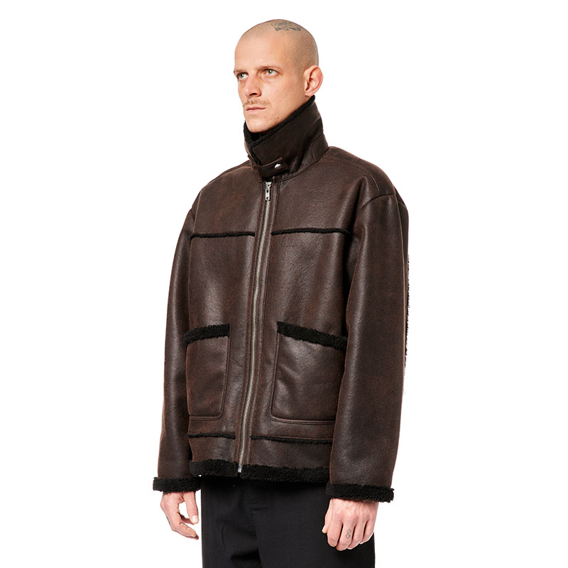 RASSVET(ラスベート)/ FAUX SHEARLING COAT LEATHER -BROWN-
