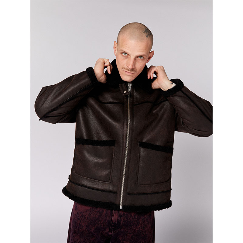 RASSVET(ラスベート)/ FAUX SHEARLING COAT LEATHER -BROWN-