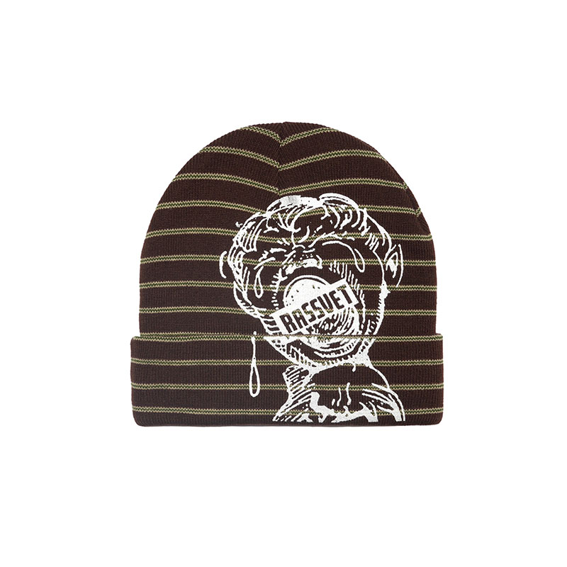 RASSVET(ラスベート)/ TERAS STRIPED BEANIE -BROWN-