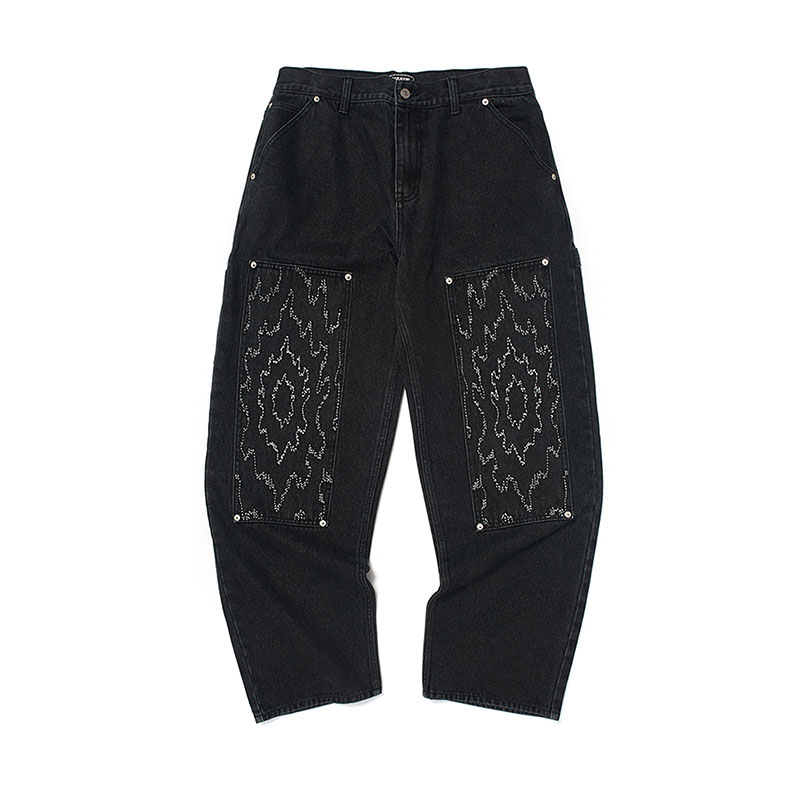 WKNDRS(ウィーケンダーズ)/ FLAME DOUBLE KNEE PANTS -2.COLOR-(BLACK)