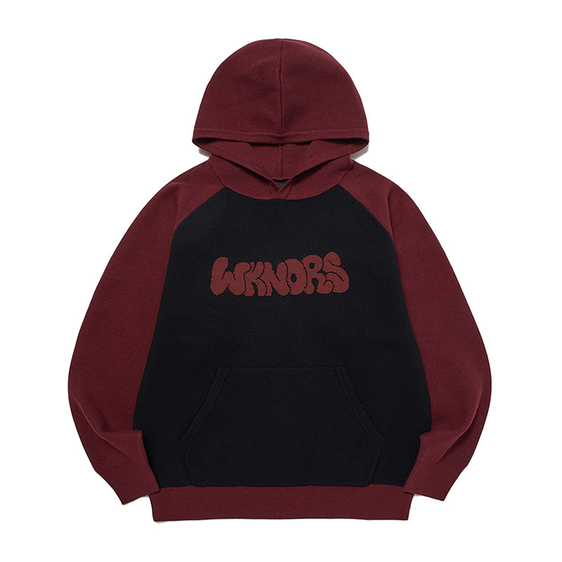 WKNDRS(ウィーケンダーズ)/ GRAFFITI LOGO KNITTED HOODIE -2.COLOR-(BURGUNDY)