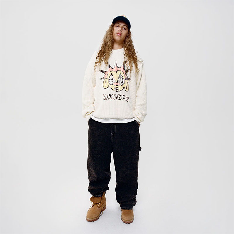 WKNDRS(ウィーケンダーズ)/ FACE LOGO KNIT SWEATER -IVORY-