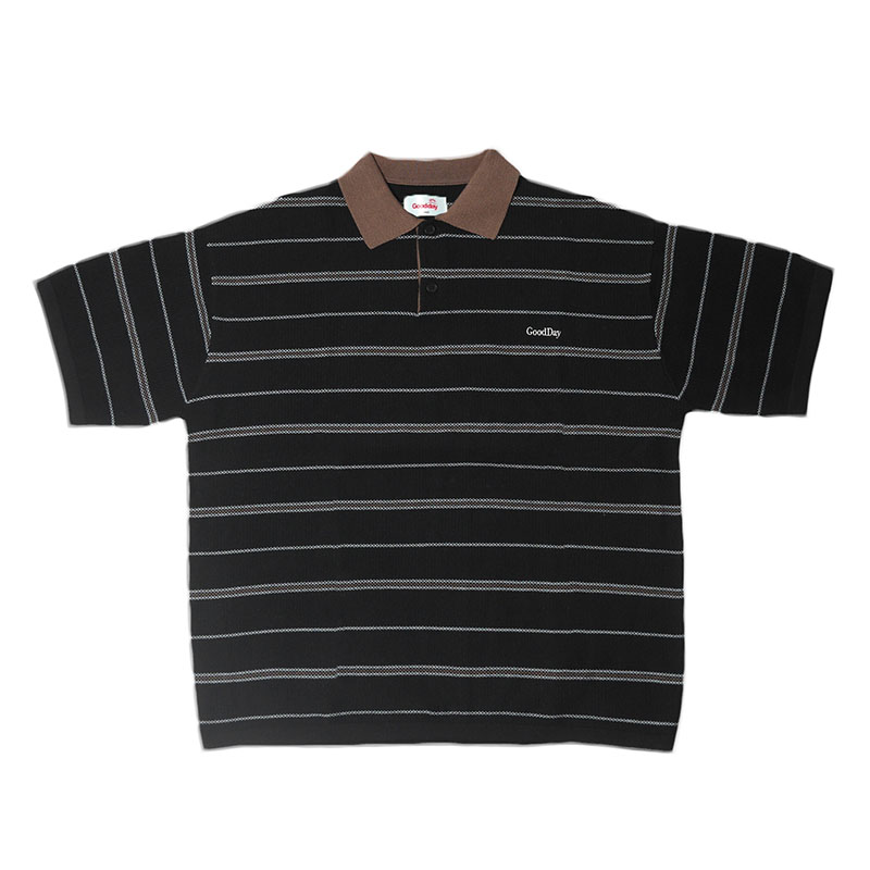 GOOD DAY(グッデイ)/ BORDER SS KNIT POLO -3.COLOR-(BLACK)