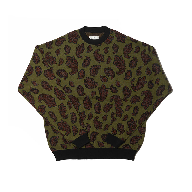 MONTLEY(モーレー)/ PAISLEY CREW KNIT -3.COLOR-(OLIVE)