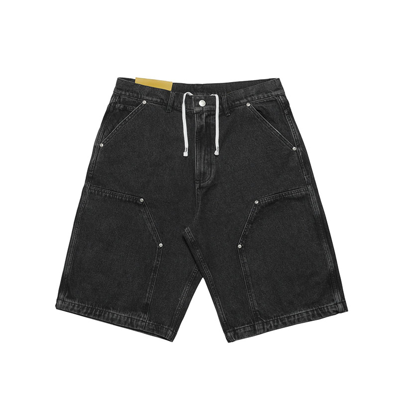 Cheers(チアーズ)/ W KNEE BIG DENIM SHORTS -W.BLACK-