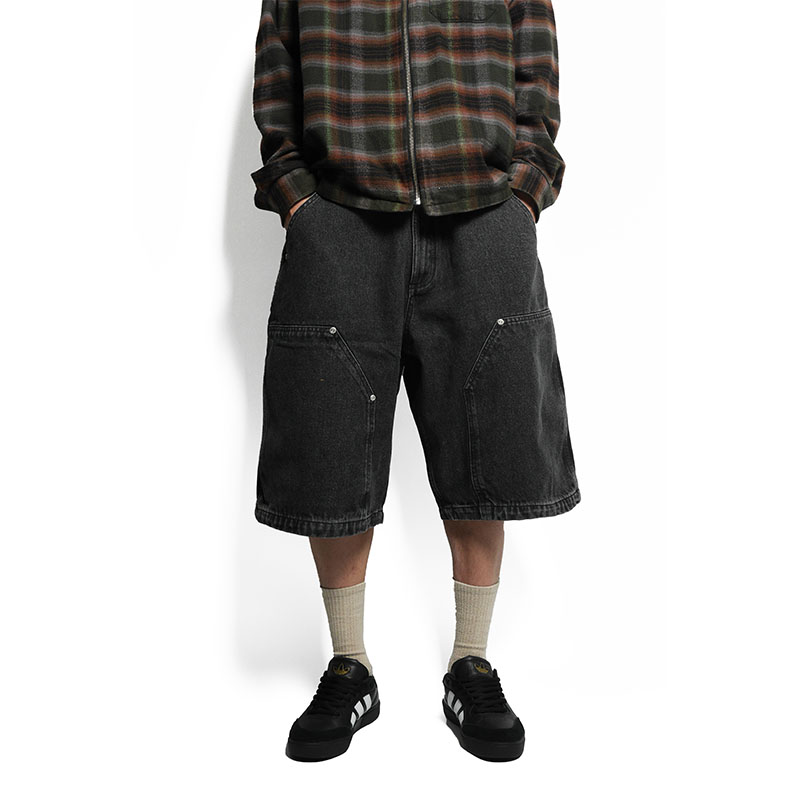Cheers(チアーズ)/ W KNEE BIG DENIM SHORTS -W.BLACK-