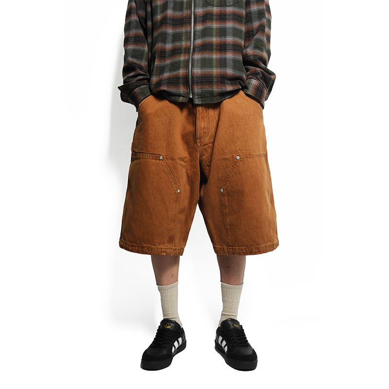 Cheers(チアーズ)/ W KNEE BIG DENIM SHORTS -BROWN-