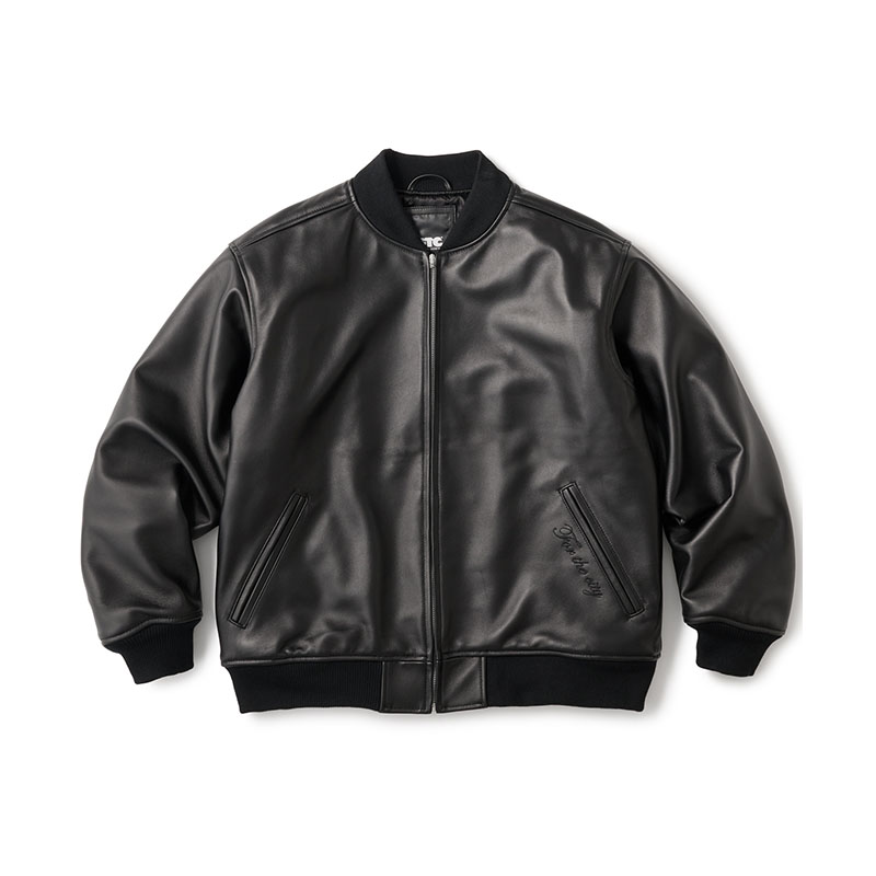 FTC(エフティーシー)/ LEATHER ZIP VARSITY JACKET -BLACK-