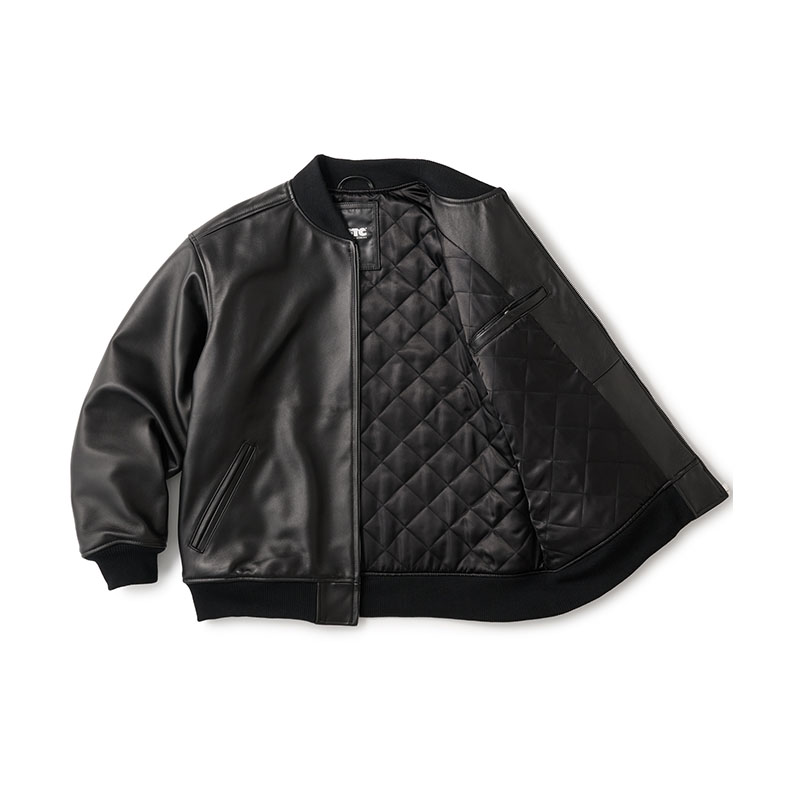 FTC(エフティーシー)/ LEATHER ZIP VARSITY JACKET -BLACK-