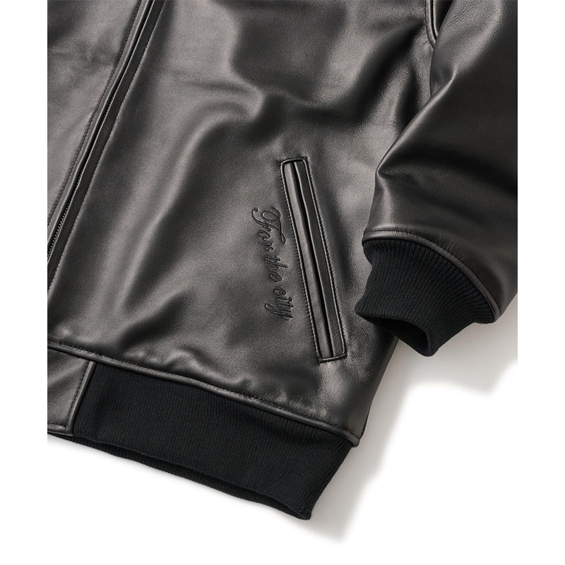 FTC(エフティーシー)/ LEATHER ZIP VARSITY JACKET -BLACK-