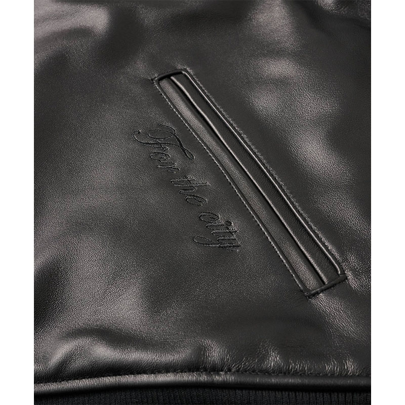 FTC(エフティーシー)/ LEATHER ZIP VARSITY JACKET -BLACK-
