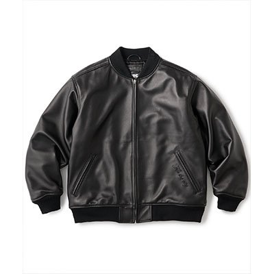 FTC(エフティーシー)/ LEATHER ZIP VARSITY JACKET -BLACK-