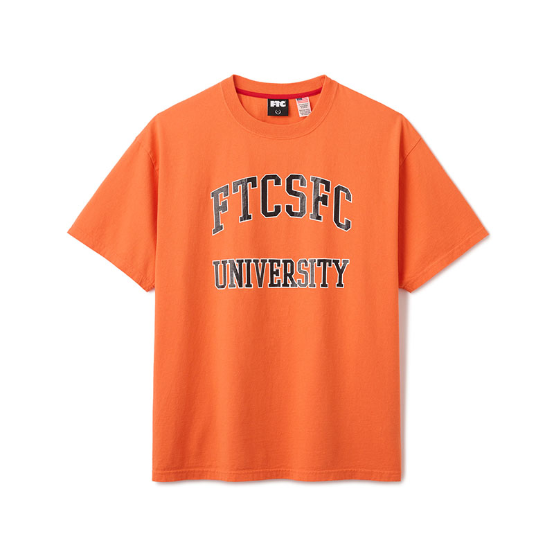 FTC(エフティーシー)/ CRACKED UNIVERSITY TEE -3.COLOR-(ORANGE)