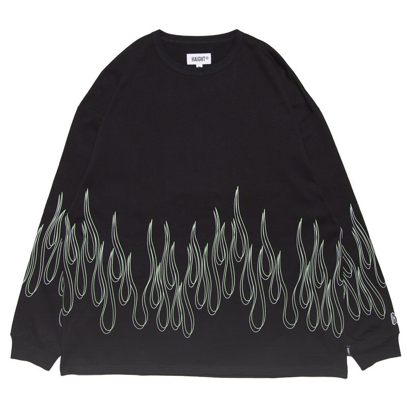 HAIGHT(ヘイト)/ FLAMES LS TEE -BLACK-