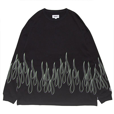 HAIGHT(ヘイト)/ FLAMES LS TEE -BLACK-