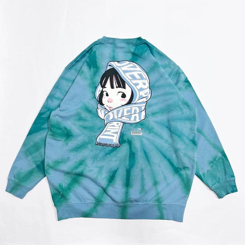OVER PRINT(オーバープリント)/ TIE DYE SCARF sweatshirts -2.COLOR-(OLIVE)