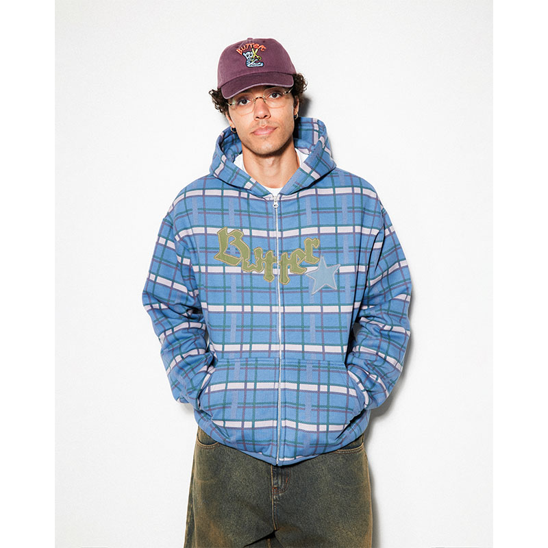 Butter Goods(バターグッズ)/ Edge Applique Zip-Thru Hood -CHECK-