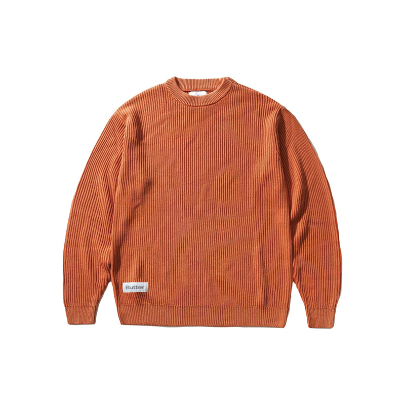 Butter Goods(バターグッズ)/ Bleach Knit Sweater -2COLOR-(ORANGE)