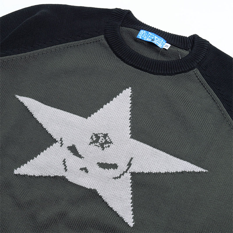 BYE JEREMY(バイジェレミー)/ Scar Raglan Sweater -GREY-