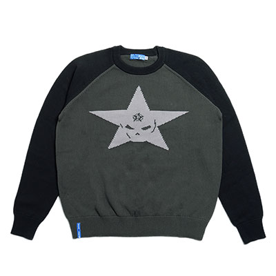 BYE JEREMY(バイジェレミー)/ Scar Raglan Sweater -GREY-