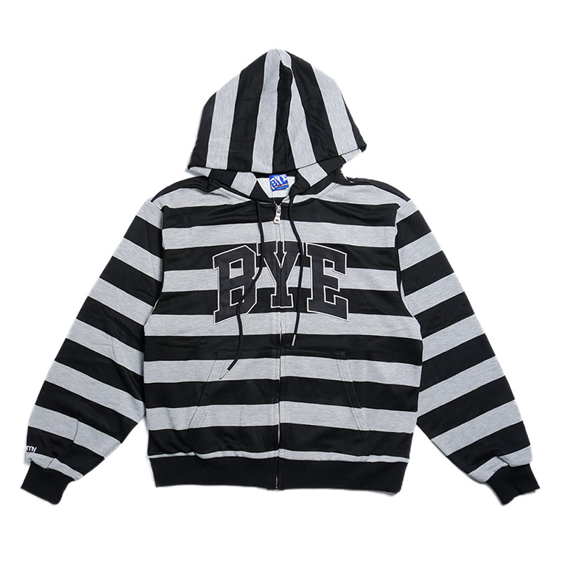 BYE JEREMY(バイジェレミー)/ Bye Hoodie Stripes -BLACK/GREY-