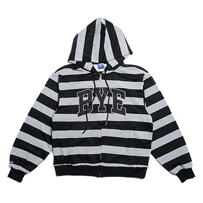 BYE JEREMY(バイジェレミー)/ Bye Hoodie Stripes -BLACK/GREY-