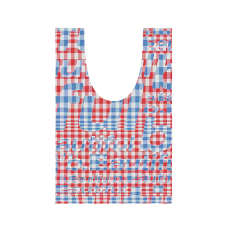 b.Eautiful(ビューティフル)/ Mix Checker Reusable Bag Mini -Red / Green-