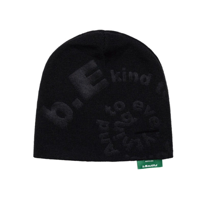 b.Eautiful(ビューティフル)/ Ikebana Emboss Beanie -BLACK-