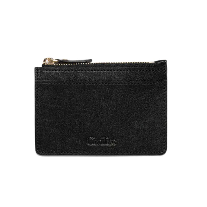 Civilist Berlin(シビリストベルリン)/ ZIPPERED LEATHER POACH -BLACK-