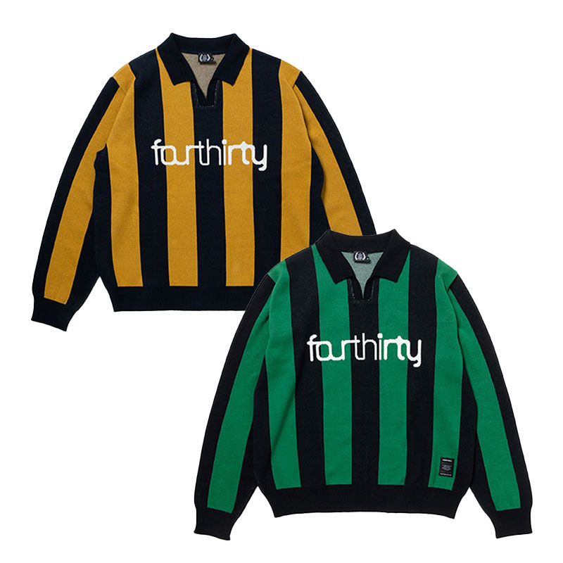430(フォーサーティー)/ L/S STRIPE JERSEY KNIT POLO -2COLOR-