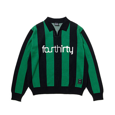 430(フォーサーティー)/ L/S STRIPE JERSEY KNIT POLO -2COLOR-