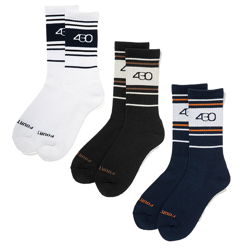 430(フォーサーティー)/ CM MULTI LINE LONG SOX -3COLOR-