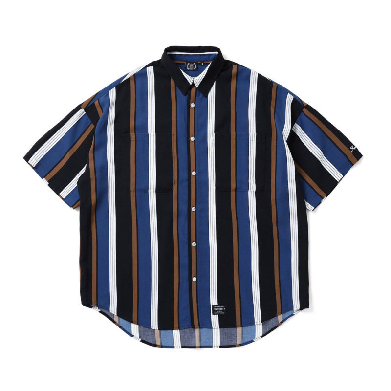430(フォーサーティー)/ S/S STRIPE BIG SHIRT -2COLOR-(BLACK)