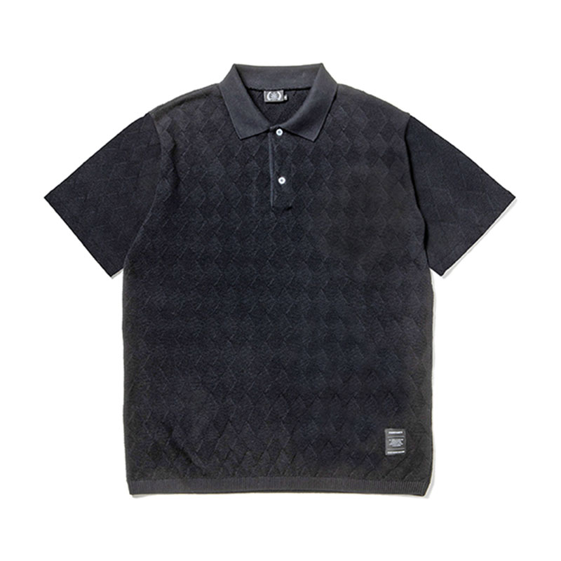 430(フォーサーティー)/ S/S LEAF KNIT POLO -BLACK-