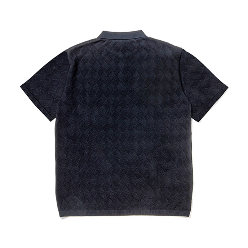 430(フォーサーティー)/ S/S LEAF KNIT POLO -BLACK-